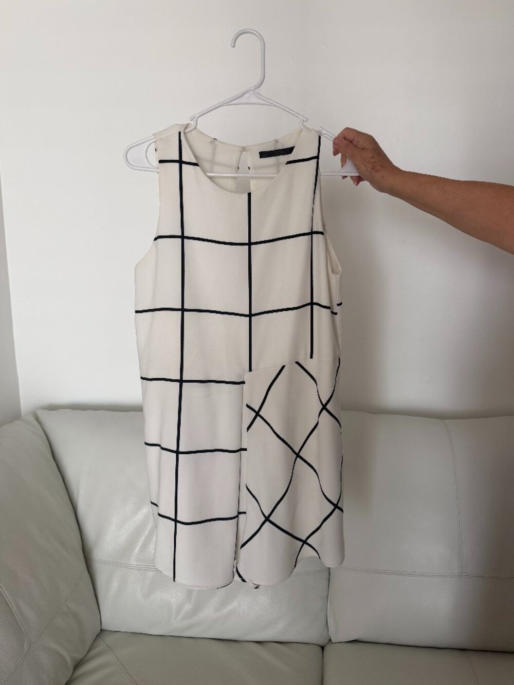 ZARA: WHITE GRID CHECK ROMPER FRONT PLEAT JUMPSUIT PLAYSUIT
